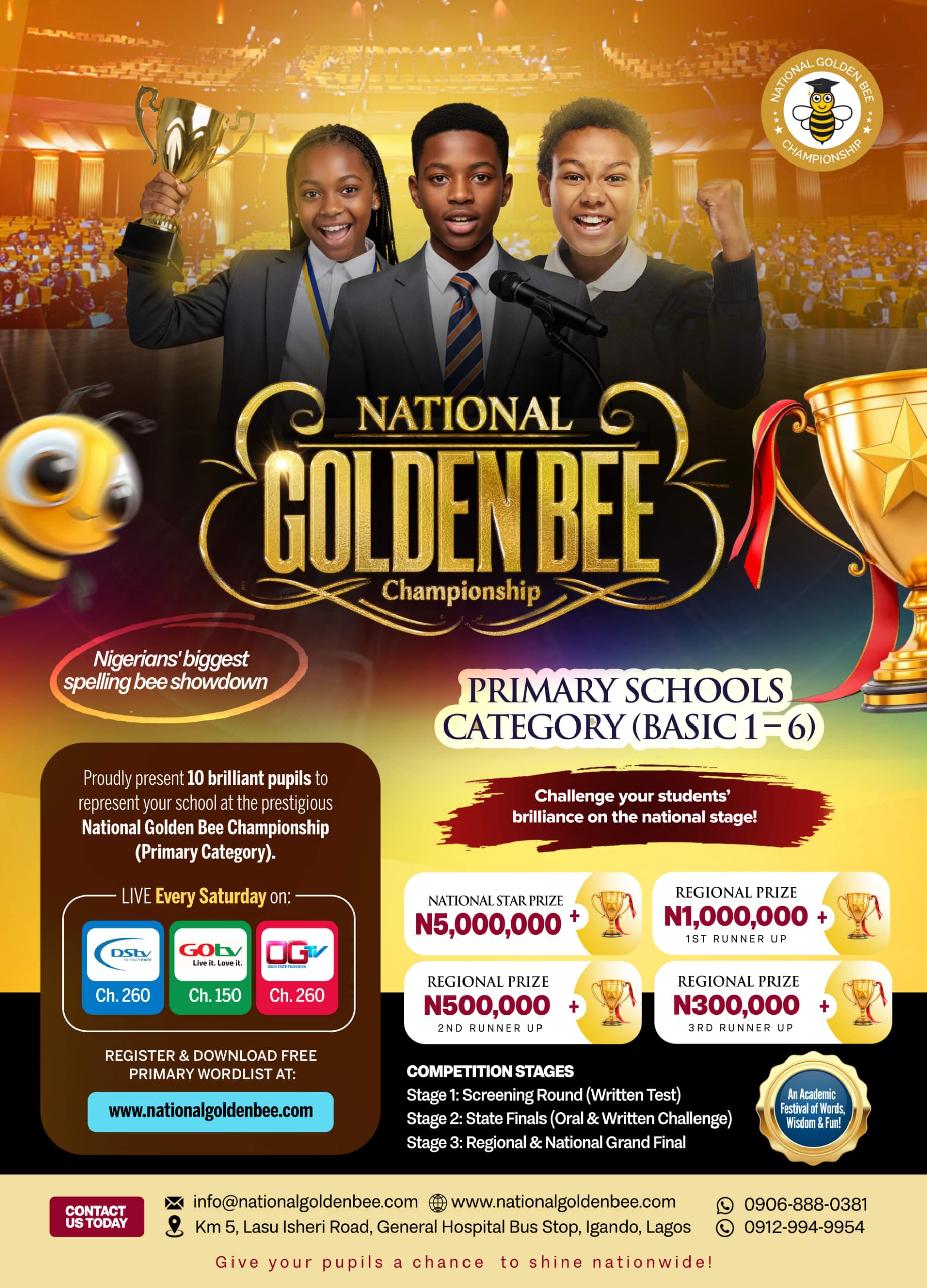 Upper Primary Category (Primary 4–6) Registration Fee: ₦4,750 per Contestant